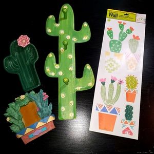 Cactus Room Decor, 4 piece set